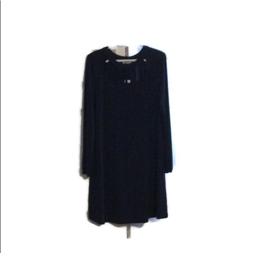 Black swing dress with peek a boo collar design